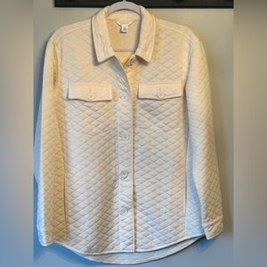 Caslon Quilted Oversized Jaquard Ivory Utility Jacket